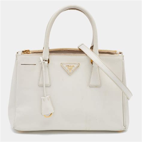 prada lux double zip tote saffiano large white|prada saffiano leather crossbody bag.